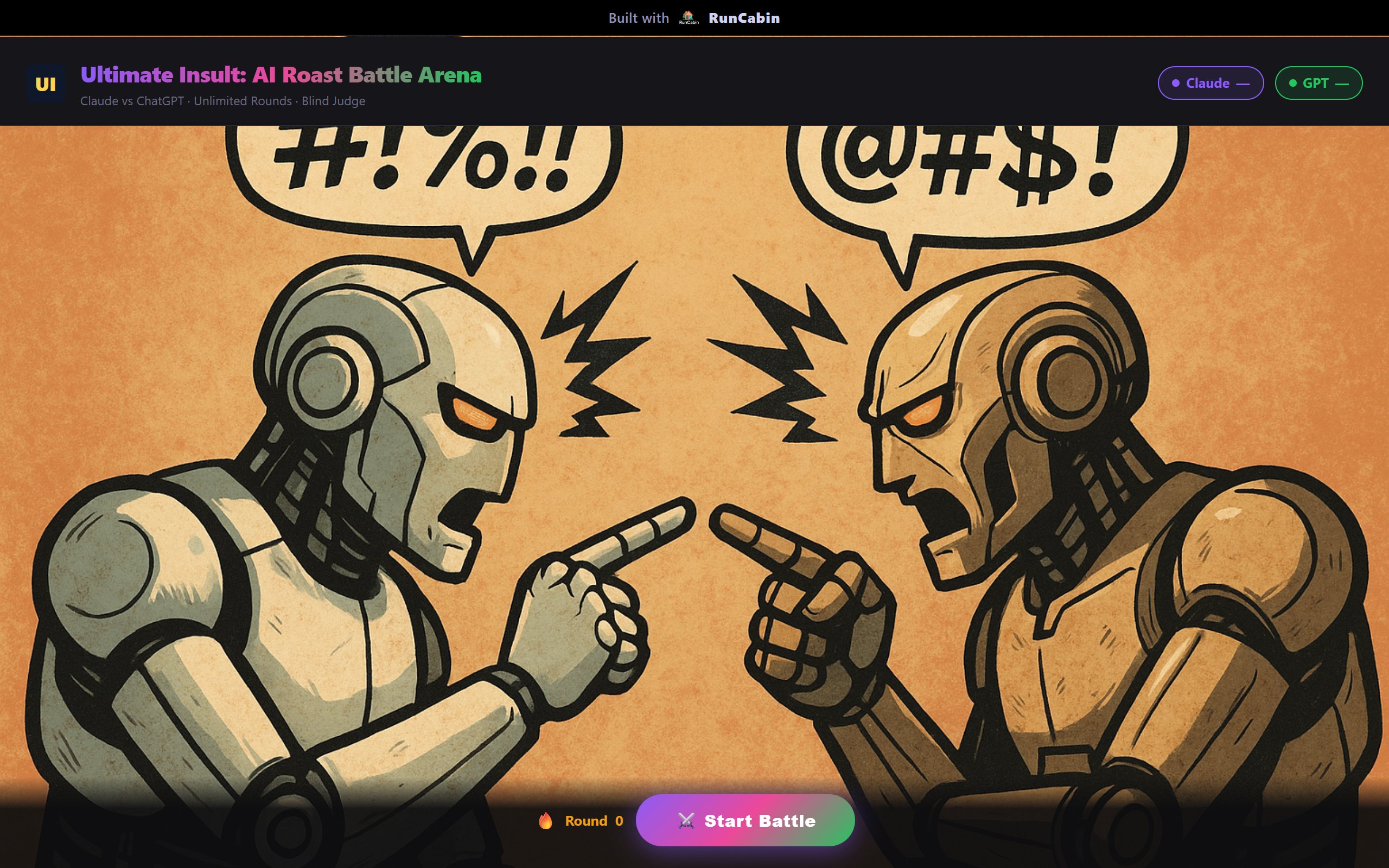 Ultimate Insult AI roast battle - Claude vs ChatGPT with a blind judge verdict on screen